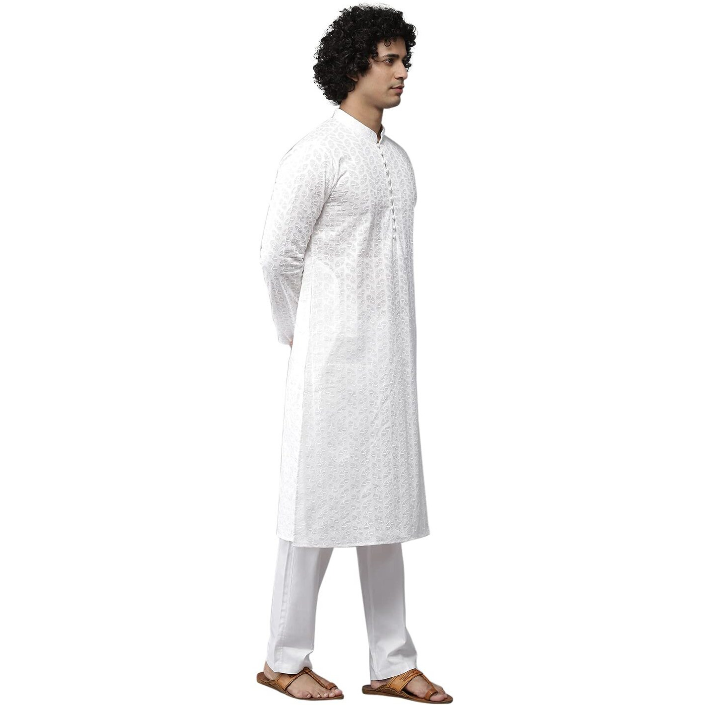 See Designs Men's Cotton Embroidered Regular Fit Kurta (Sdkt1095_White_Small)
