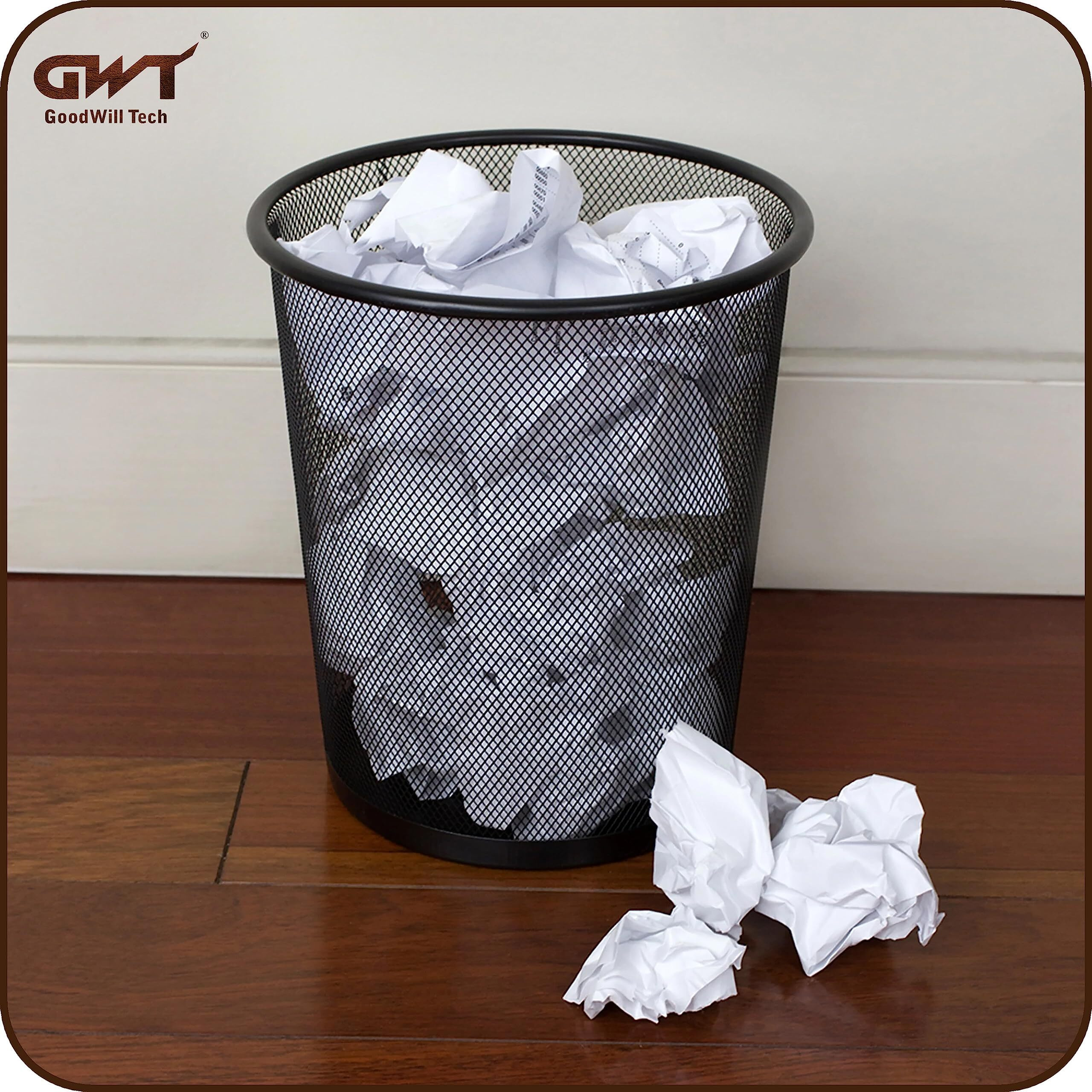 Goodwill Tech Open-Top Cylindrical Metal Mesh Recycling Dustbins- Waste Basket For Home/Office/Coffee Shop/Hotel Non-Toxic - Black (Set Of 3, Combo)