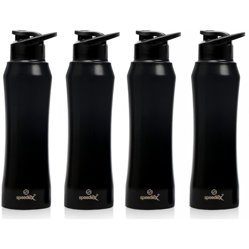 Speedex Stainless Steel Water Bottle 1 Litre, Leakproof Sipper Cap 1 Ltr, Black, Bottles 1+ Litre For School, Gym, Office, Boys, Girls, Men, Women, Kids, Fridge 1Ltr - 1000 Ml - Set Of 4