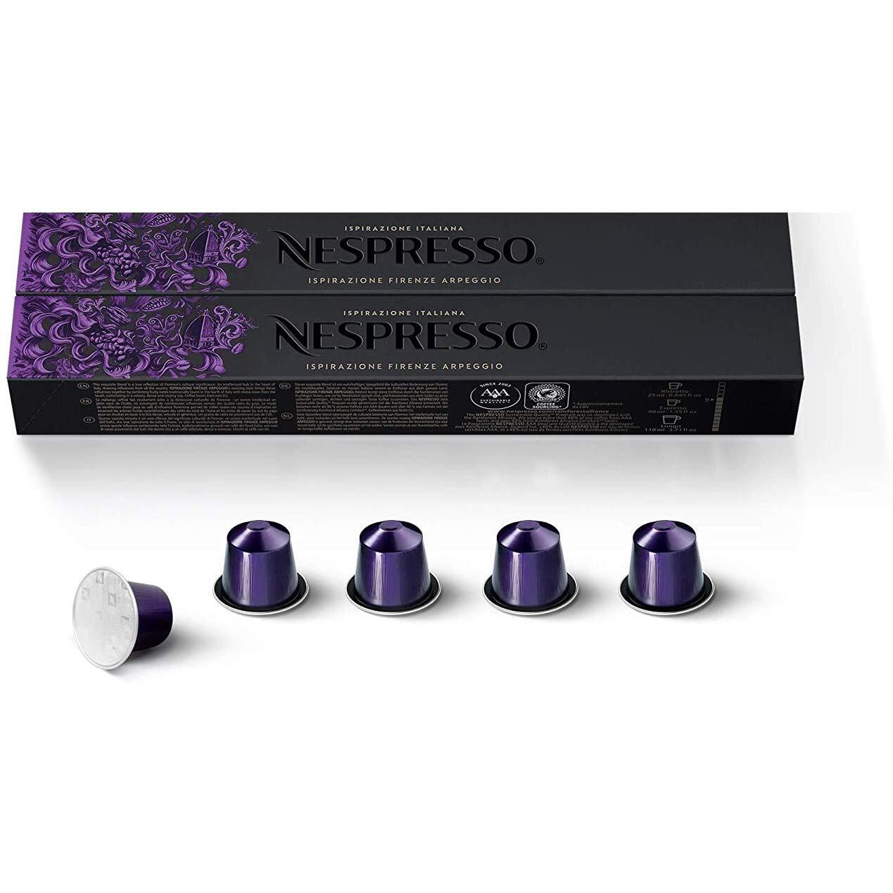Nespresso Ispirazione Italiana, Ispirazione Firenze Arpeggio Intenso, Original Line Dark Roast Espresso Capsules, 20 Count Coffee Pods, Brews 1.35 Oz