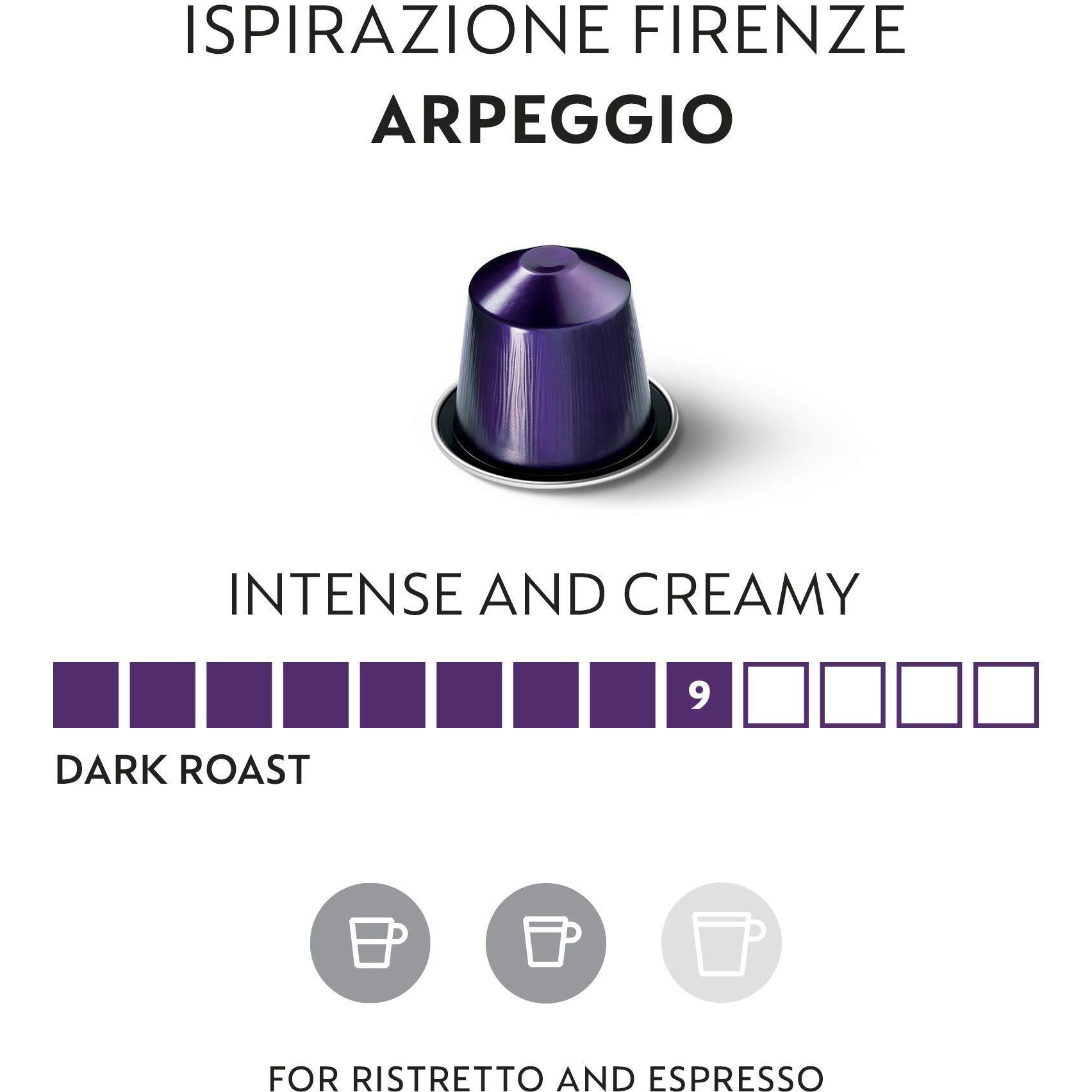 Nespresso Ispirazione Italiana, Ispirazione Firenze Arpeggio Intenso, Original Line Dark Roast Espresso Capsules, 20 Count Coffee Pods, Brews 1.35 Oz