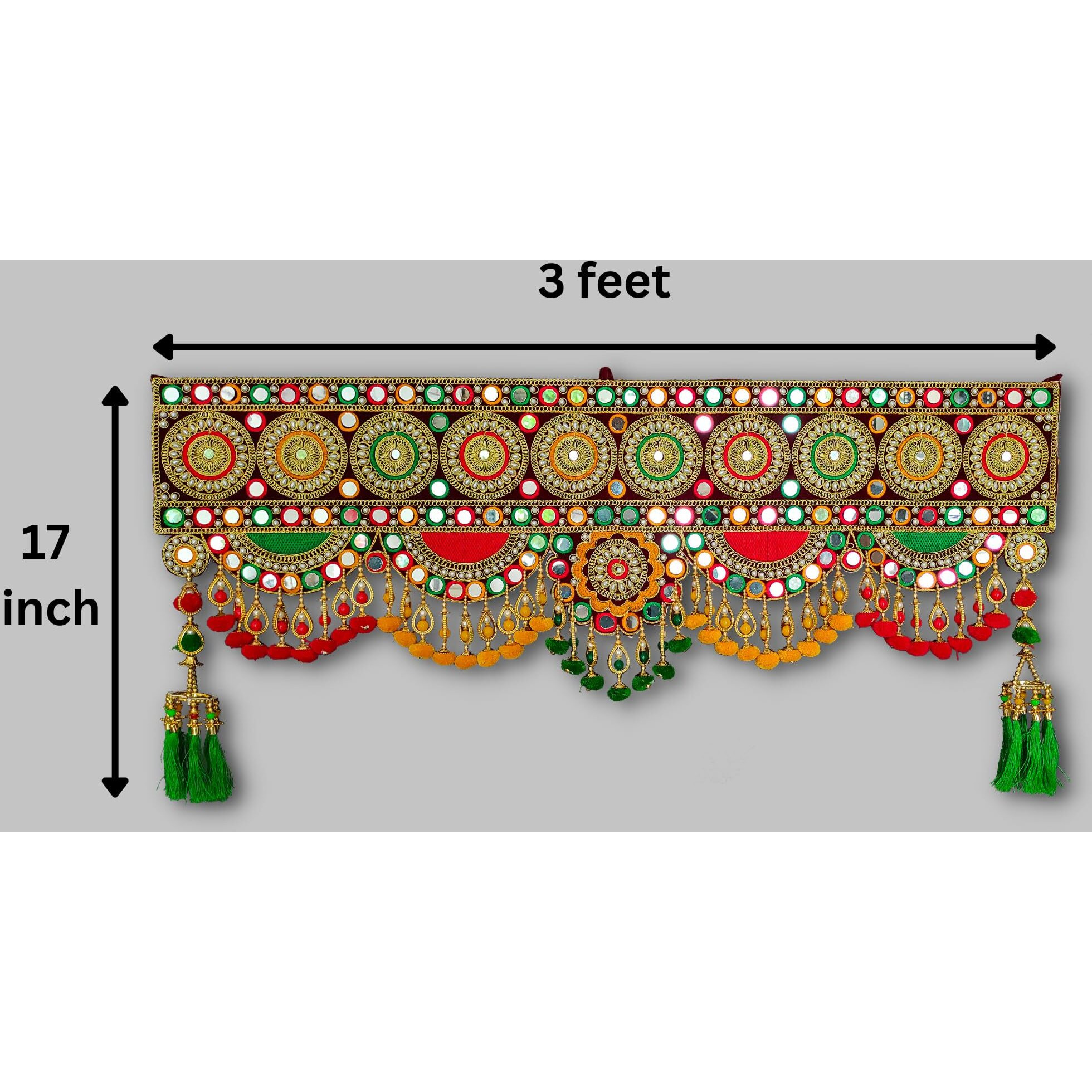 Reptum Decor Traditional Multi Zula Pearl Plastic Beads Handmade Door Hanging/Bandarwal/Toran For Door, Traditional Bandarwal For Door, (37 Inch Length And Width- 17 Inch), Multicolour, Medium