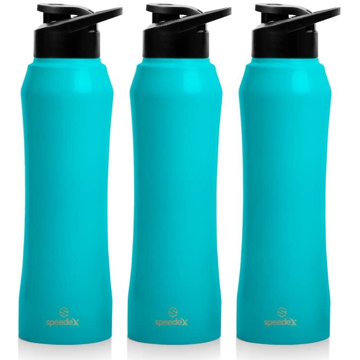 Speedex Stainless Steel Water Bottle 1 Litre, Leakproof Sipper Cap 1 Ltr, Light Blue, Bottles 1+ Litre For School, Gym, Office, Boys, Girls, Men, Women, Kids, Fridge 1Ltr - 1000 Ml - Set Of 3