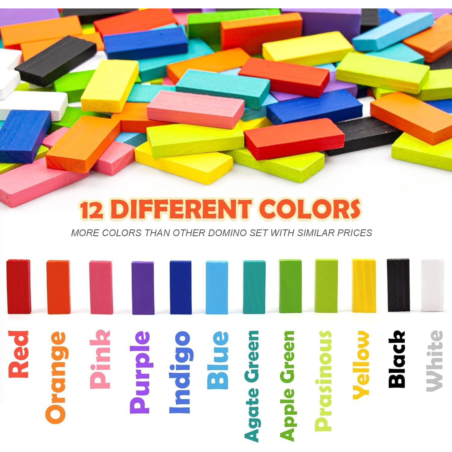 Shinetoy Entertain Kids Shinetoy 120 Pcs Colorful Wooden Domino Blocks Set Domino Tile Bulk Building Racing Stacking Games Educational Toys For Kids Birthday Party Favor
