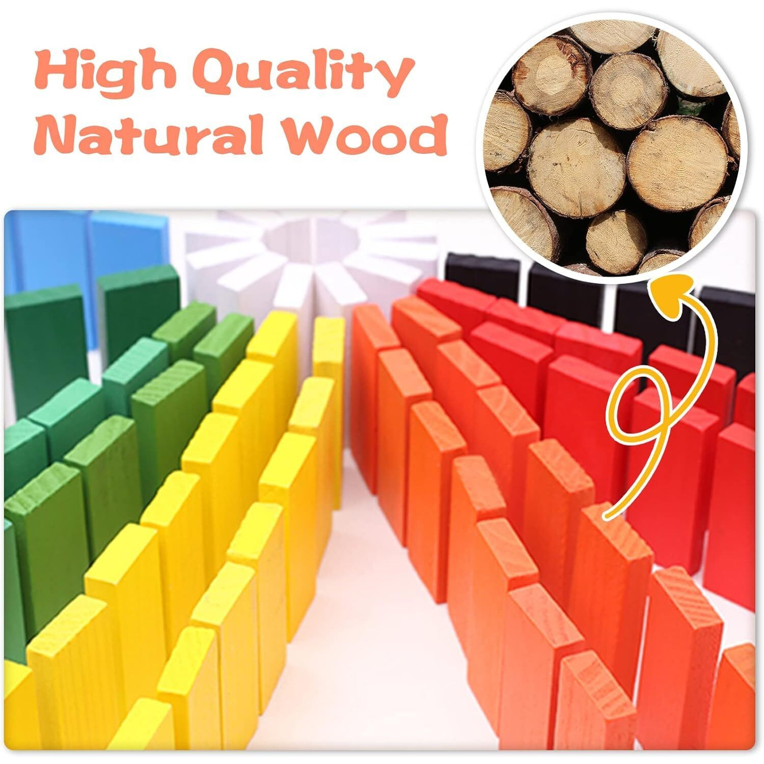 Shinetoy Entertain Kids Shinetoy 120 Pcs Colorful Wooden Domino Blocks Set Domino Tile Bulk Building Racing Stacking Games Educational Toys For Kids Birthday Party Favor