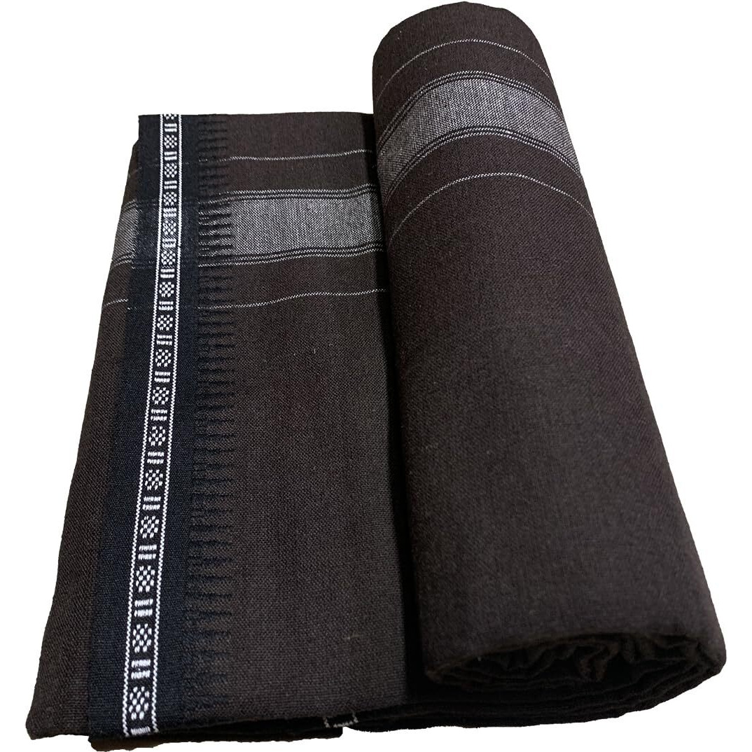 Prakasam Cotton Mens Single (1.28 X 2.00 Mtrs) Colour Thalapathi Border Dhoties/Fine Quality Single Dhoties (Coffee Brown) Pack Of 5 Dhoties