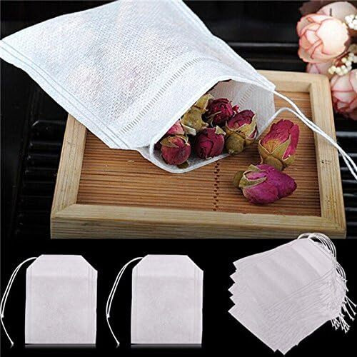 Hasthip 100 Pcs Disposable Tea Filter Bags, New Non-Woven Fabrics Empty Tea Bag With String Heal Filter Paper For Tea Leaf