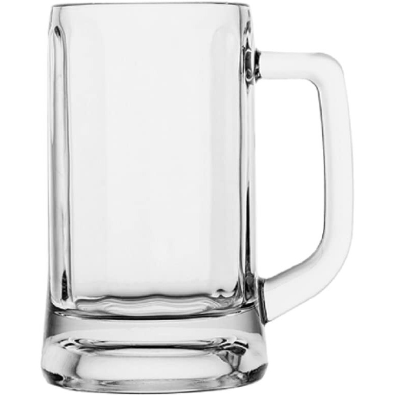 Vilon Italian Premium Solid Heavy Large Beer Mugs Set Of 6 With Handle, 360Ml, Transparent, Traditional Beer Mug Glasses Set, Perfect Coffee - Tea Glass, Everyday Drinking Glasses, Cocktail Glasses