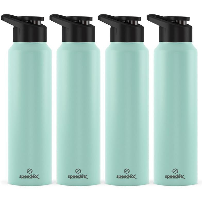 Speedex Stainless Steel Water Bottle 1 Litre, Leakproof Sipper Cap 1 Ltr, Pastel Green, Bottles 1+ Litre For School, Gym, Office, Boys, Girls, Men, Women, Kids 1Ltr - 1000 Ml - Set Of 4