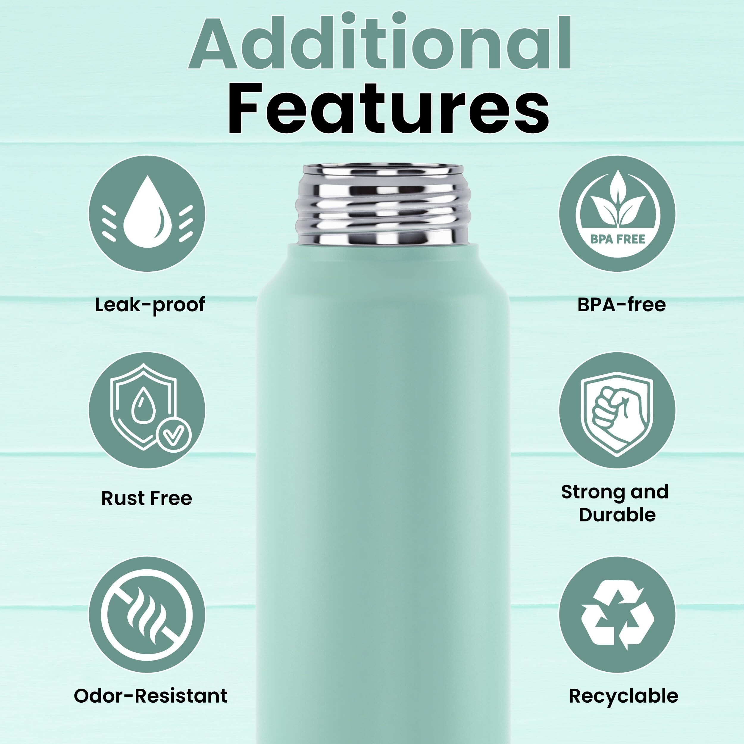 Speedex Stainless Steel Water Bottle 1 Litre, Leakproof Sipper Cap 1 Ltr, Pastel Green, Bottles 1+ Litre For School, Gym, Office, Boys, Girls, Men, Women, Kids 1Ltr - 1000 Ml - Set Of 4