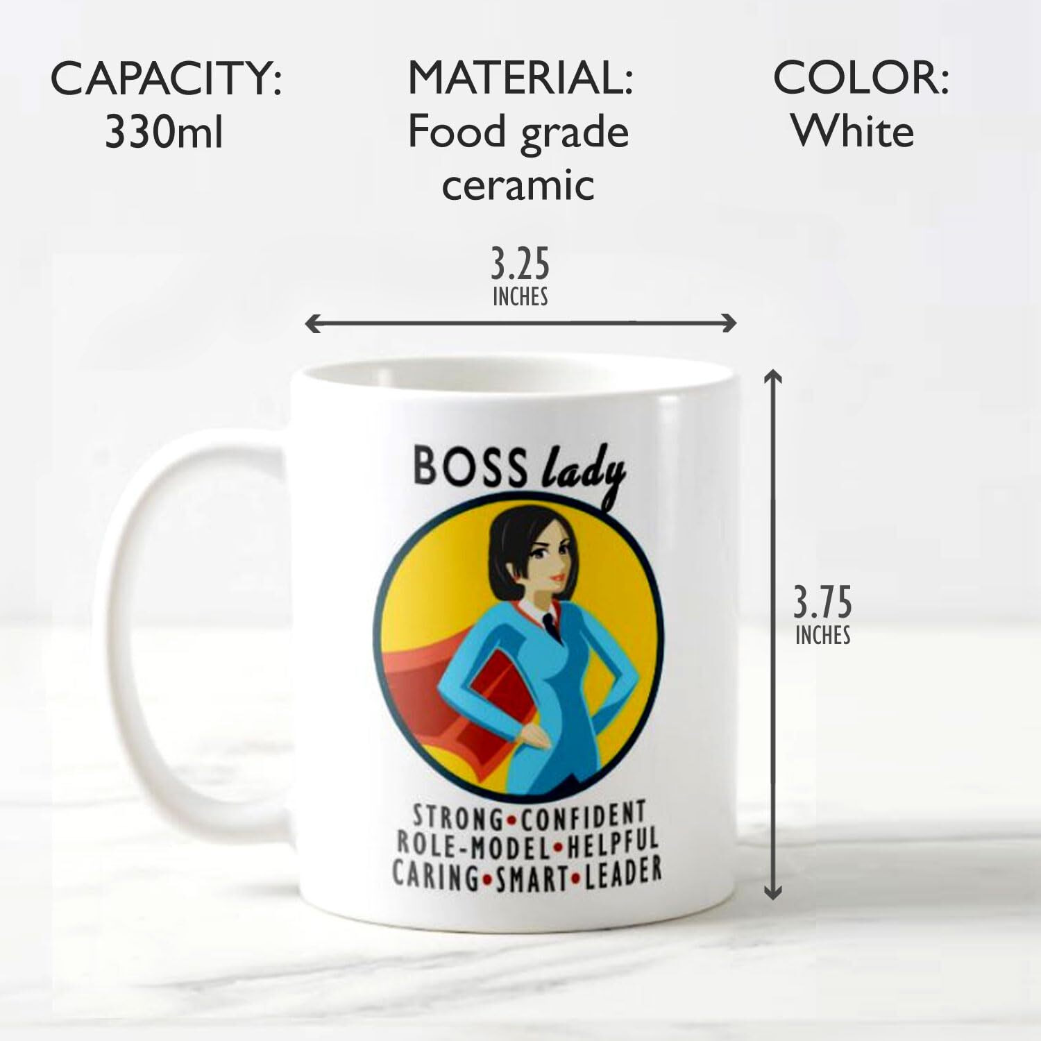 Exciting Lives - Boss Lady Ceramic Coffee Mug - Gift For Mother's Day, Birthday, Anniversary - For Boss, Wife, Daughter, Mother, Women - White - 330 Ml