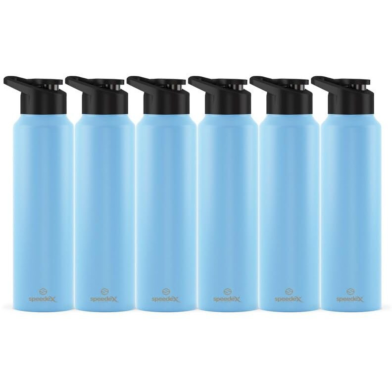 Speedex Stainless Steel Water Bottle 1 Litre, Leakproof Sipper Cap 1 Ltr, Blue, Bottles 1+ Litre For School, Gym, Office, Boys, Girls, Men, Women, Kids 1Ltr - 1000 Ml - Set Of 6