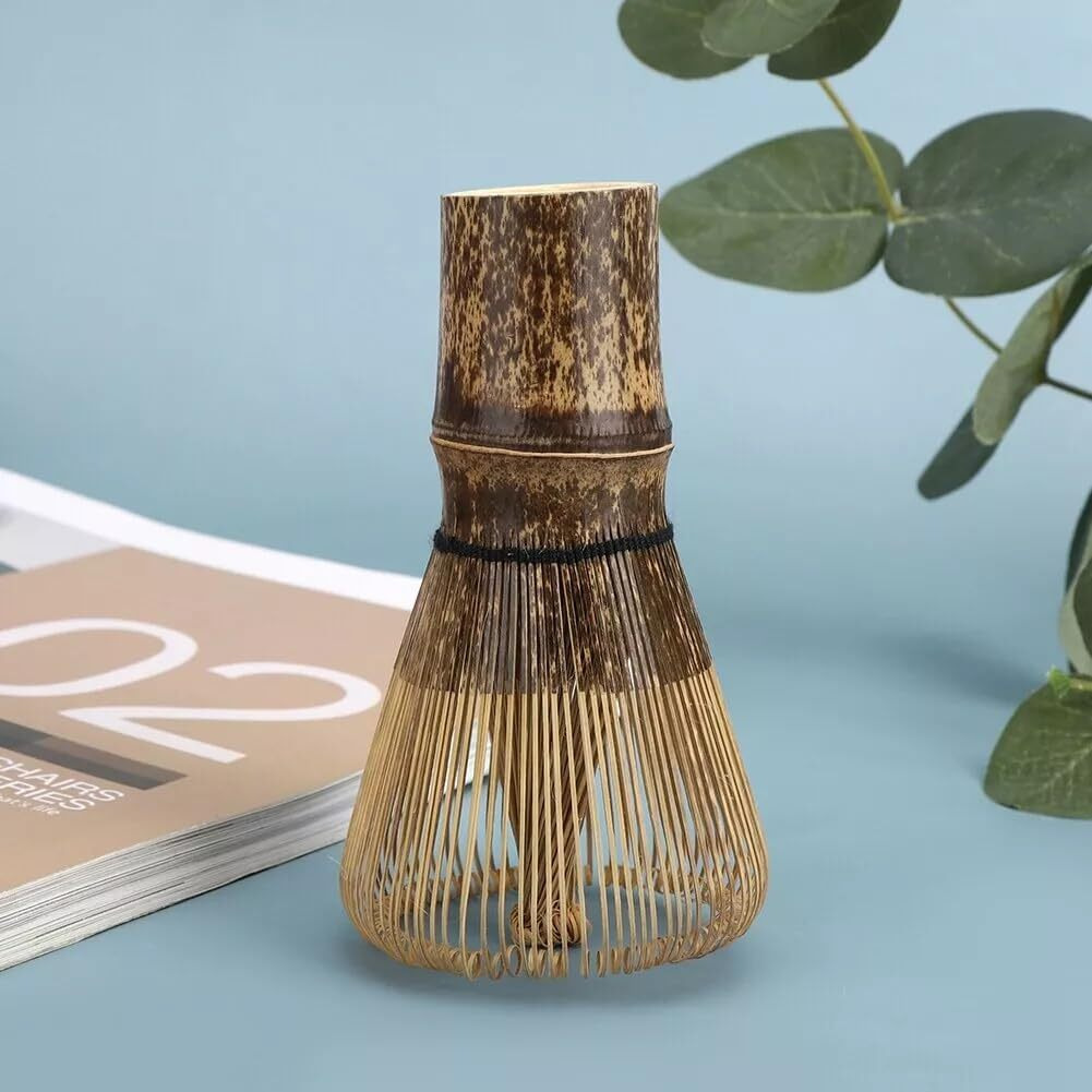 Flavoma Japanese Handmade Bamboo Matcha Whisk/Chasen/Brush - Traditional Purple/Brown Bamboo Whisk For Brewing Matcha