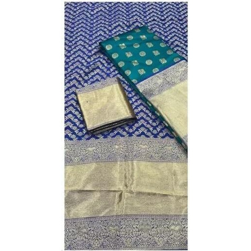 Zerico Women's Indian Traditional Kanjivaram Kanchipuram Silk Pure Zari Weaving Lehenga Choli And Havay Zari Work Dupatta With Blouse (All Unstitched) (Half Saree) (Rama)