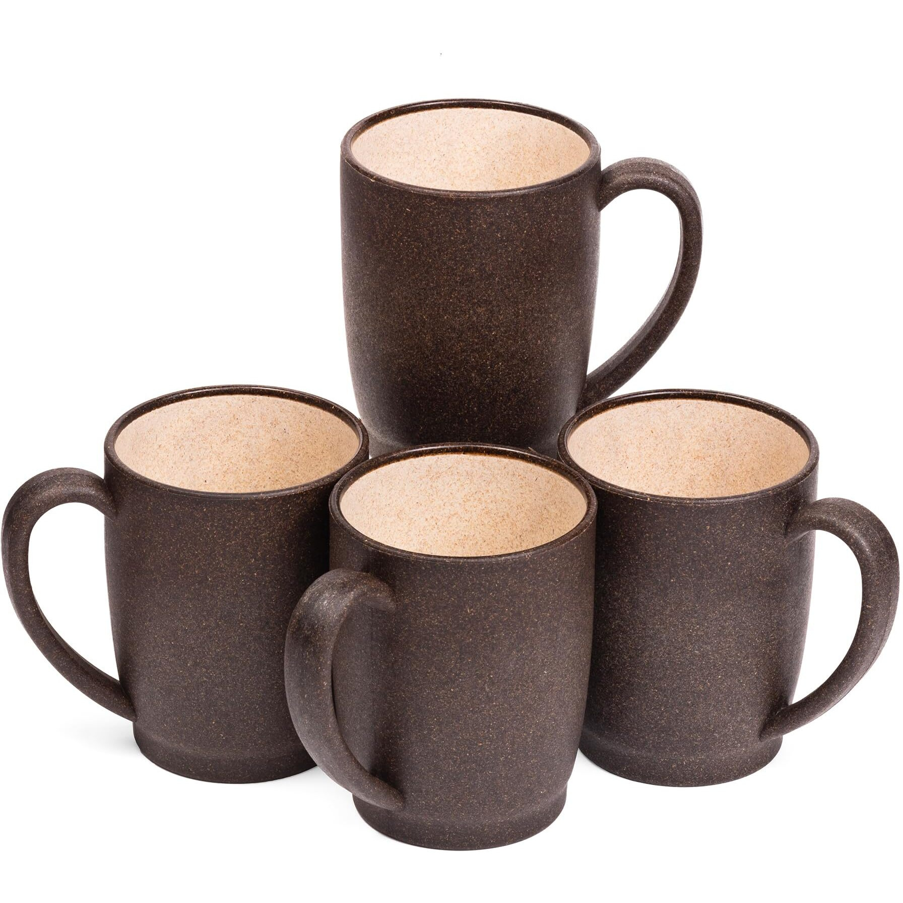 Mae Coffee Mug With Lid | 370 Ml | Crafted From Used Coffee Grounds | Eco Friendly & Sustainable Cup | Insulated | Microwave Safe | Travel Friendly | Spill Proof | Office | Home | Gift | Mug | 4 Pc