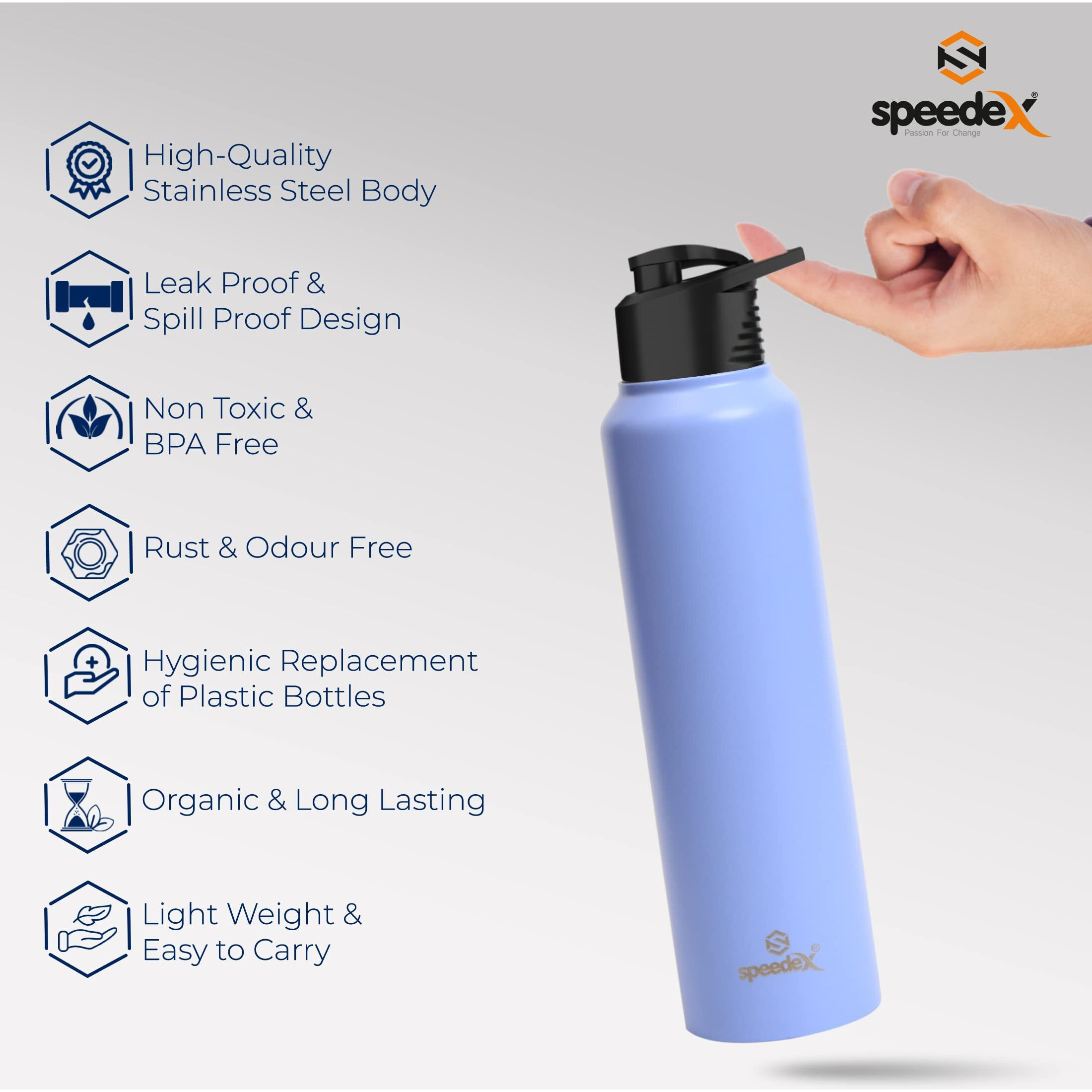 Speedex Stainless Steel Water Bottle 1 Ltr For Kids, Boys, Girls, 1 Litre Bottles For Gym, Sports, Fridge Use, School & Office - 1000Ml, Light Purple Colour, Set Of 4, Sipper Cap