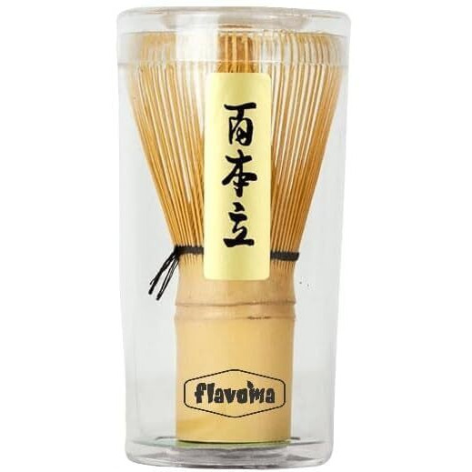 Flavoma Japanese Matcha Green Tea Powder (50G) 25 Servings | Sourced From Shizouka Japan + Japanese Handmade Bamboo Whisk/Chasen/Brush - The Perfect Set To Prepare A Traditional Cup Of Matcha (Culinary Grade)