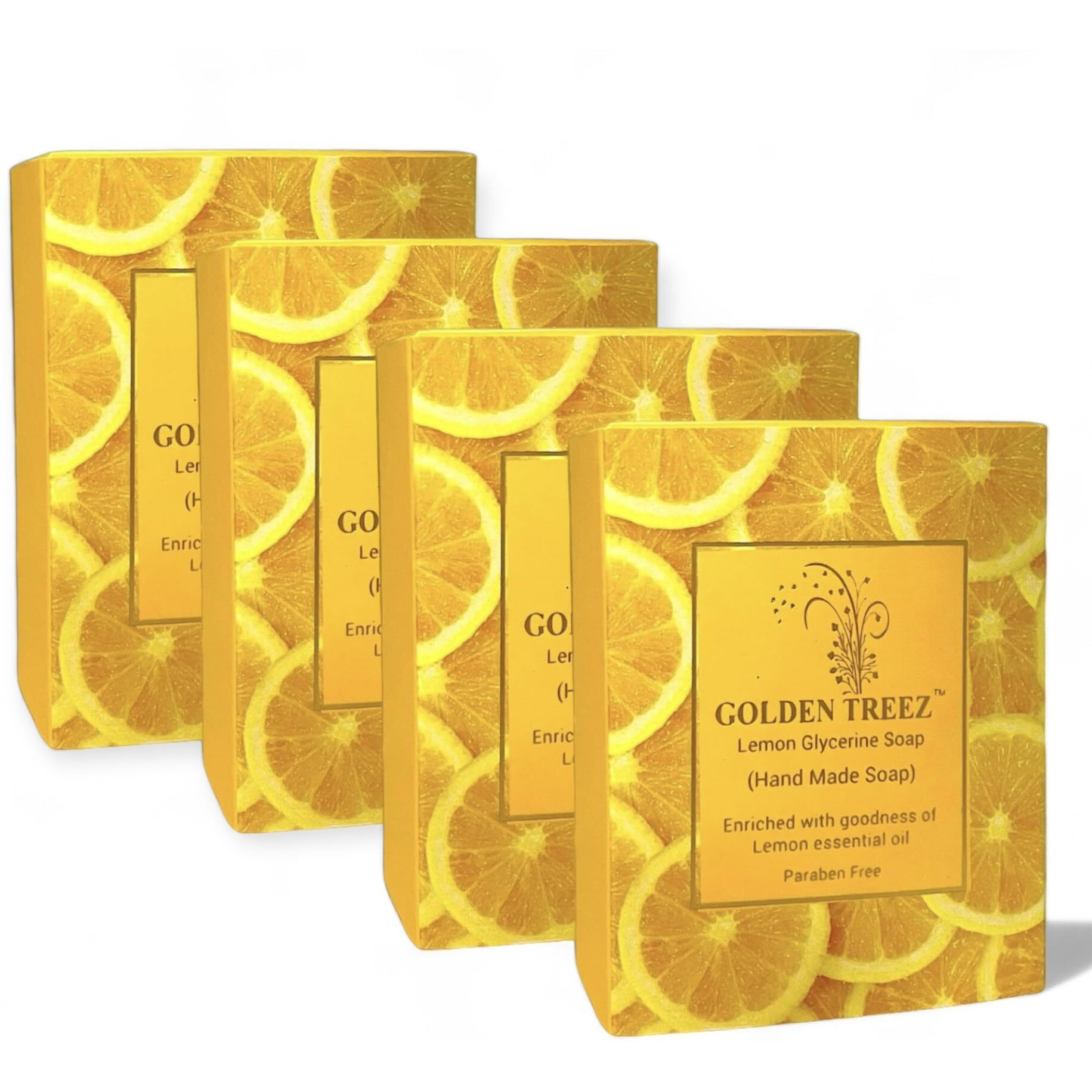 Golden Treez Lemon Handmade Bath Soap For Tan Removal, Acne (Pimples) Natural, Bathing Soap For Men And Women-115 Gm (Pack Of 4)