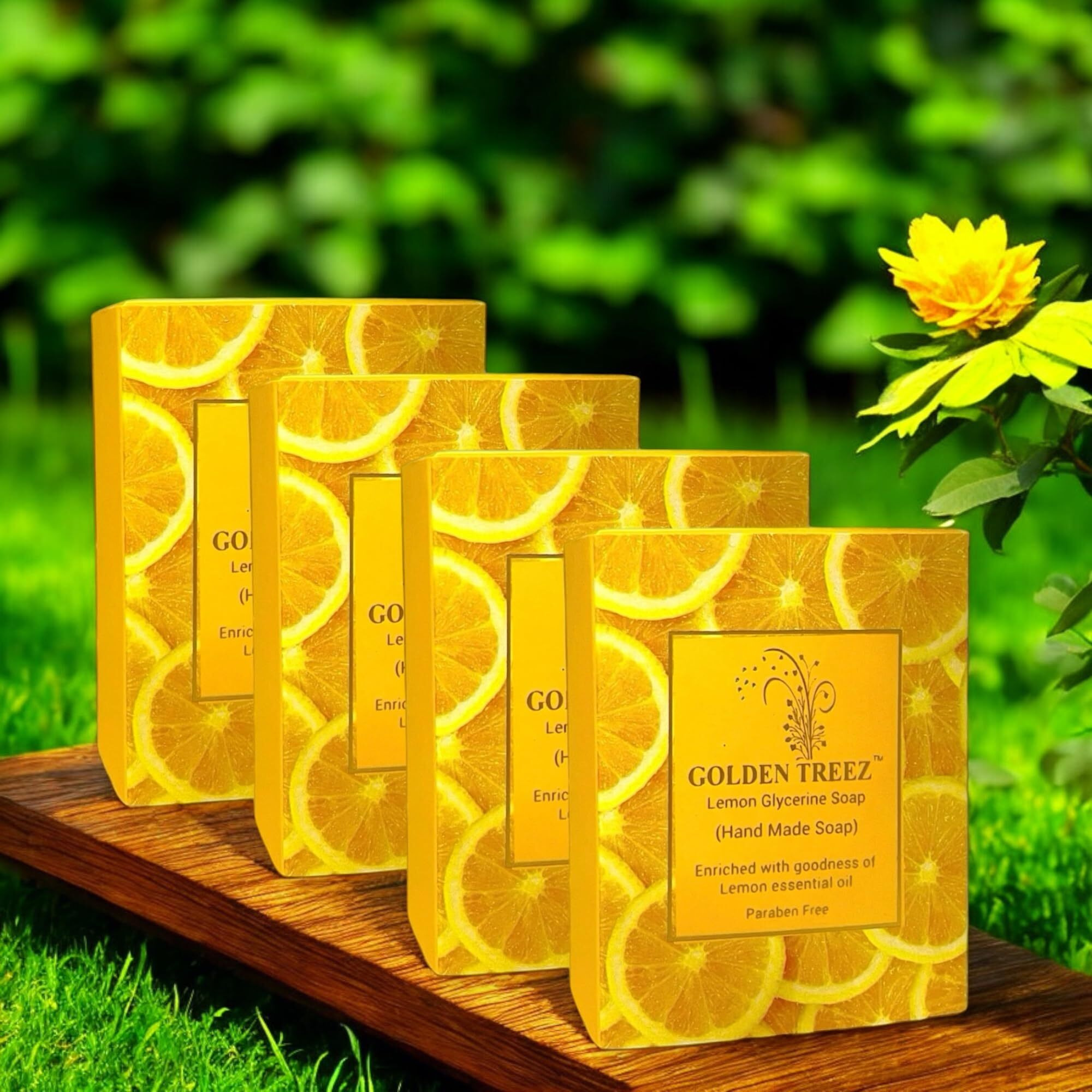 Golden Treez Lemon Handmade Bath Soap For Tan Removal, Acne (Pimples) Natural, Bathing Soap For Men And Women-115 Gm (Pack Of 4)