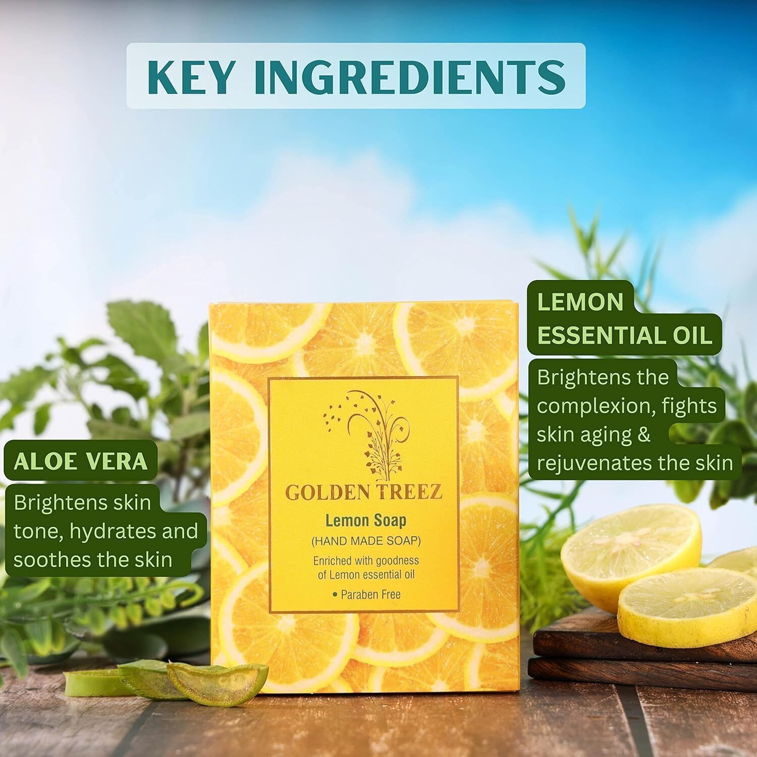 Golden Treez Lemon Handmade Bath Soap For Tan Removal, Acne (Pimples) Natural, Bathing Soap For Men And Women-115 Gm (Pack Of 4)