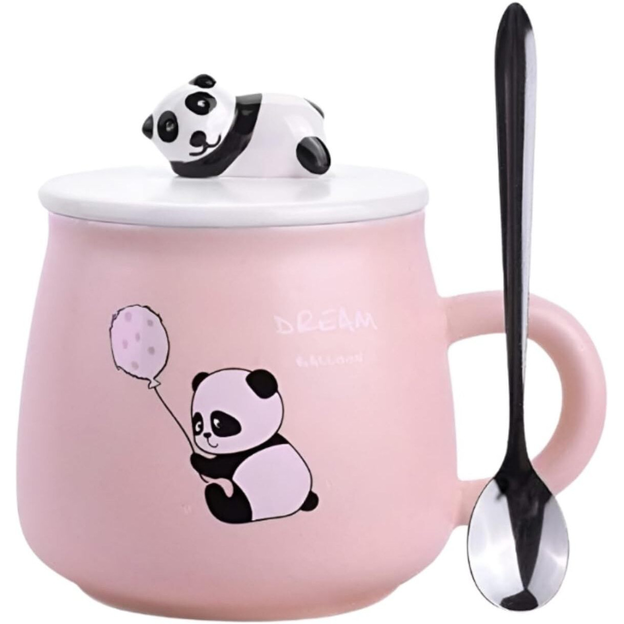 Nyrwana Coffee Mug, Gift Items For Women, Birthday Gift For Girlfriend, Mugs For Gift, Unique Gift For Women, Cups And Mugs, Gift For Women Birthday Special, Panda Mug With Lid And Spoon (Pink)