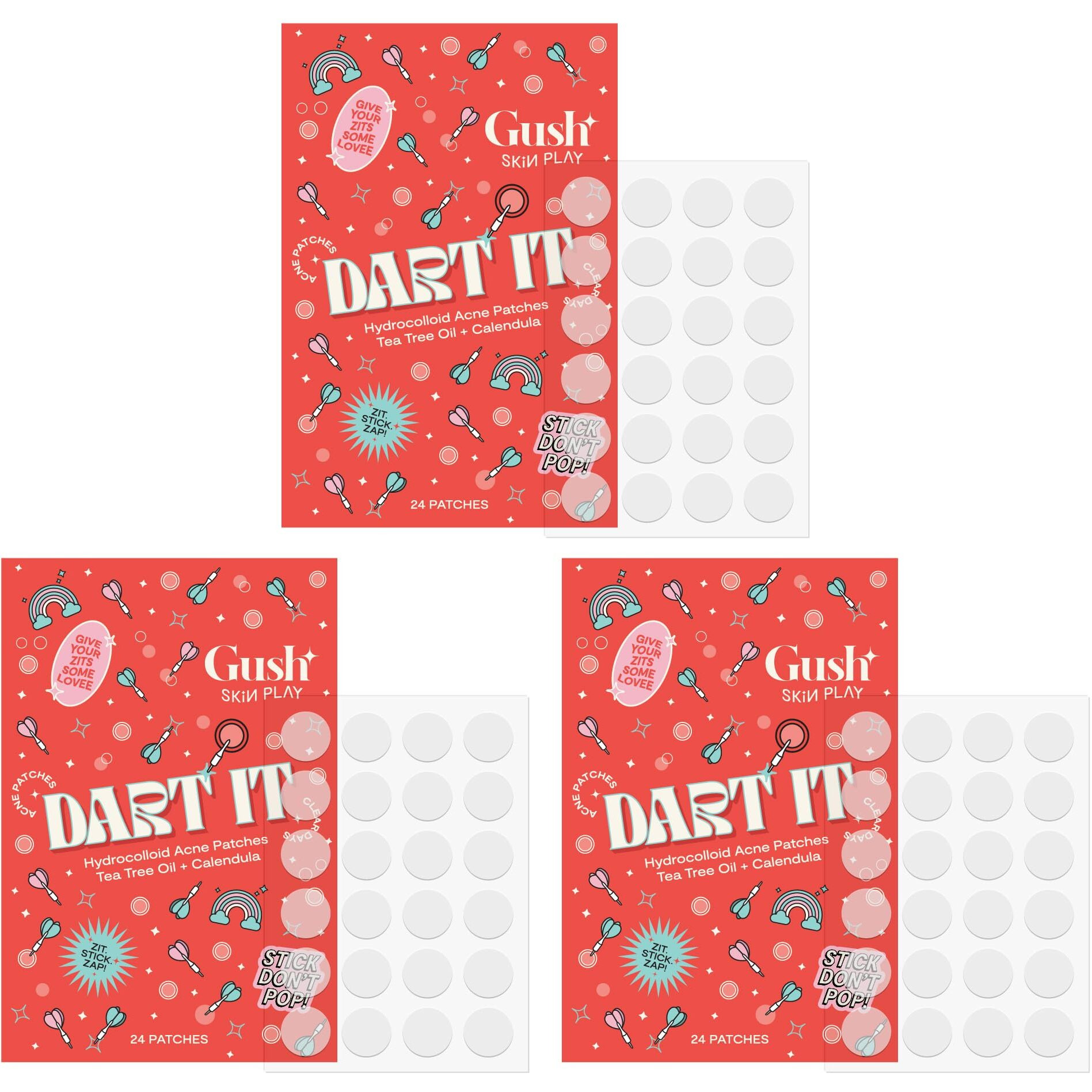 Gush Beauty Acne Pimple Patch | 20 Hydrocolloid Patches With Tea Tree Oil | For Active Surface Acne | Reduces Acne, Pimples & Excess Oil Overnight | (Transparent, Pack Of 3)