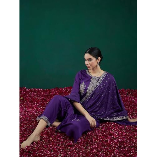 Indo Era Cotton Women's Embroidered Straight Kurta And Pant With Dupatta Set (Kh9Pr7955_Xx-Large)