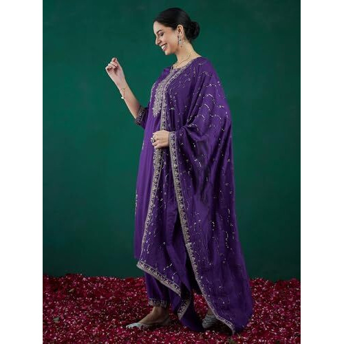 Indo Era Cotton Women's Embroidered Straight Kurta And Pant With Dupatta Set (Kh9Pr7955_Xx-Large)