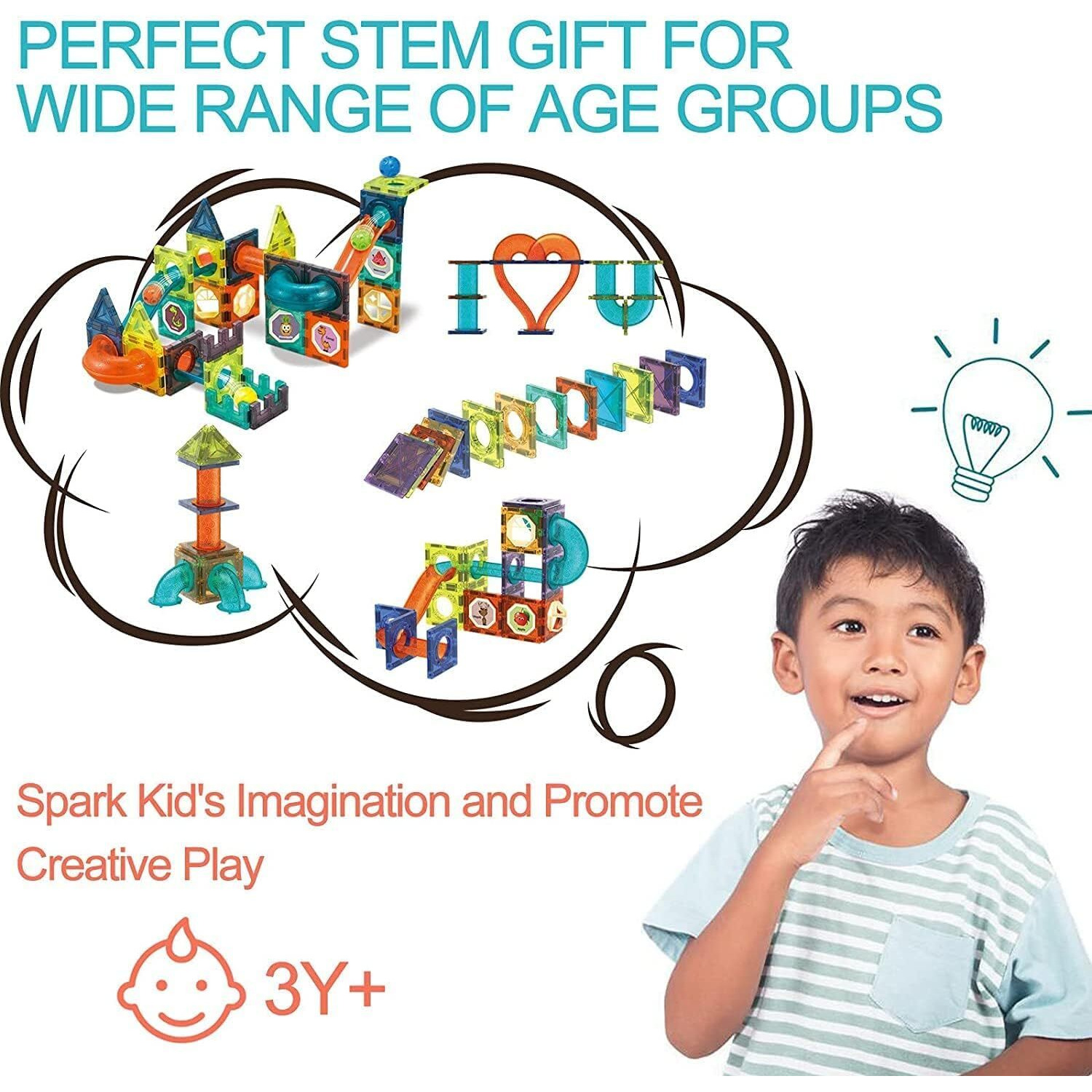 Magnetic Tiles, Yotym 75 Piece Light Magnetic Tiles Building Tile For Kids,3D Clear Educational Stem Toys, Marble Run Blocks Toys For Kids Ages 3+Year Old Boys Girls (Magnetic Marble Run Block Set)