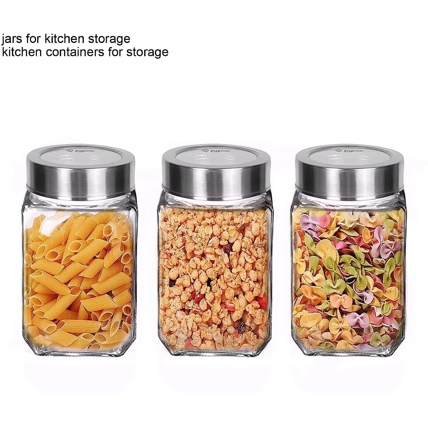 Feelopie Piramal Glass Square Clear Jars&Containers For Kitchen Pantry,Snacks,Masala,Honey,Pickles,Cookies,Dry Fruits,&Coffee Beans Storage With Stainless Steel Lid (Cube Jar) (300Ml,Set Of 6)