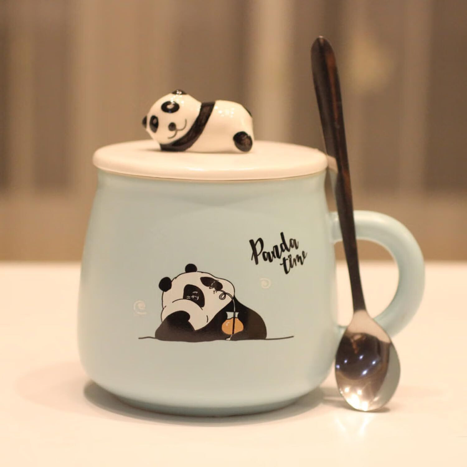 Nyrwana Coffee Mug, Gift Items For Women, Birthday Gift For Girlfriend, Mugs For Gift, Unique Gift For Women, Cups And Mugs, Gift For Women Birthday Special, Panda Mug With Lid And Spoon (Green)