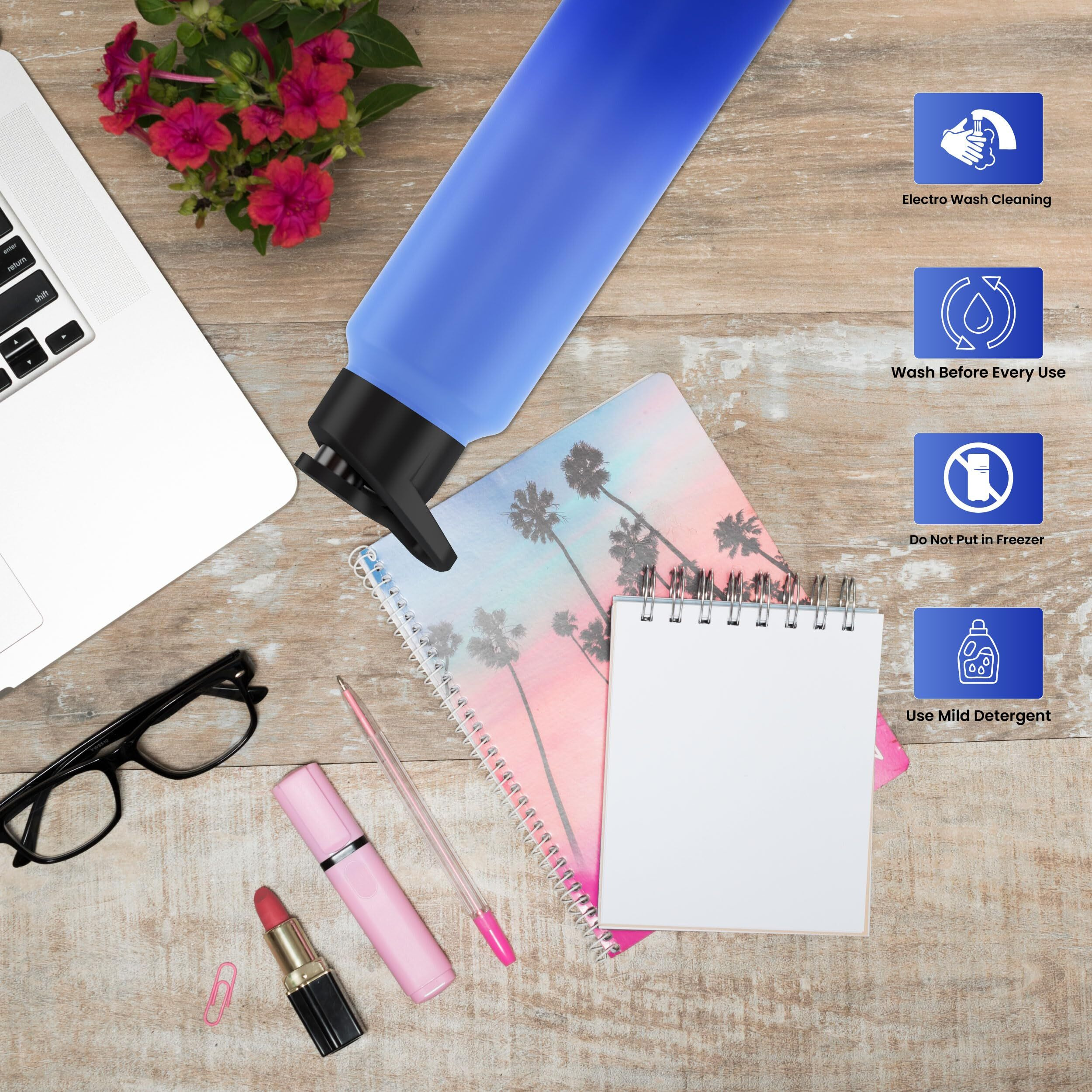 Speedex Stainless Steel Water Bottle 1 Litre, Leakproof Sipper Cap 1 Ltr, Dual Blue Blue, Bottles 1+ Litre For School, Gym, Office, Boys, Girls, Men, Women, Kids 1Ltr - 1000 Ml - Set Of 3