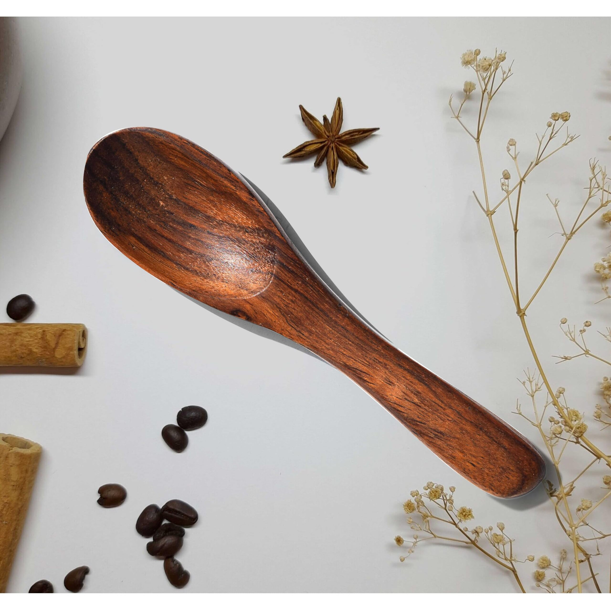 Pure Source India Wooden Masala Spoon For Small Containers, Handmade Wooden Spoon For Tea, Coffee, Sugar, Condiments & Spices, Set Of 4 (4 Inch)