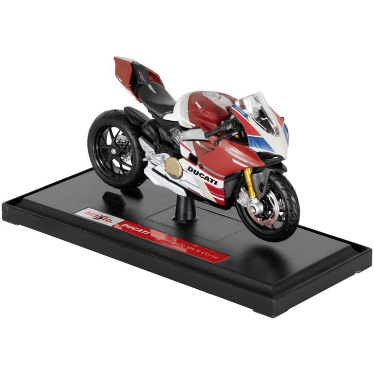 Maisto Koenig-Tom 1/18 Scale Model Compatible With Ducati Replica Miniature Model 1199 Compatible With Panigale Replica V4 S Corse Sports Bike Miniature Scale Model Collectible (Red) Plastic