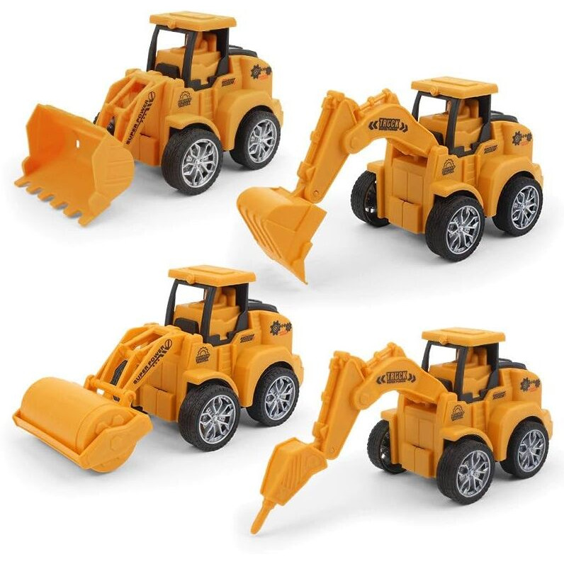 Pluspoint 4Pcs Construction Set - Press And Go Excavator, Pull Back Engineering Cars For Toddlers, Pressure Vehicle Educational Kids Toys