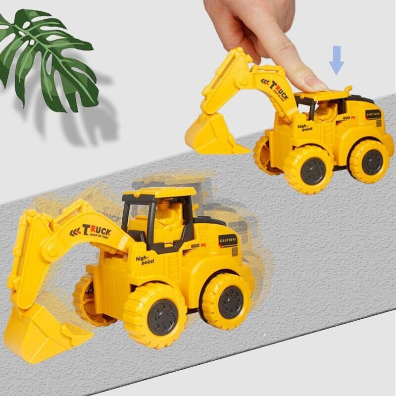 Pluspoint 4Pcs Construction Set - Press And Go Excavator, Pull Back Engineering Cars For Toddlers, Pressure Vehicle Educational Kids Toys