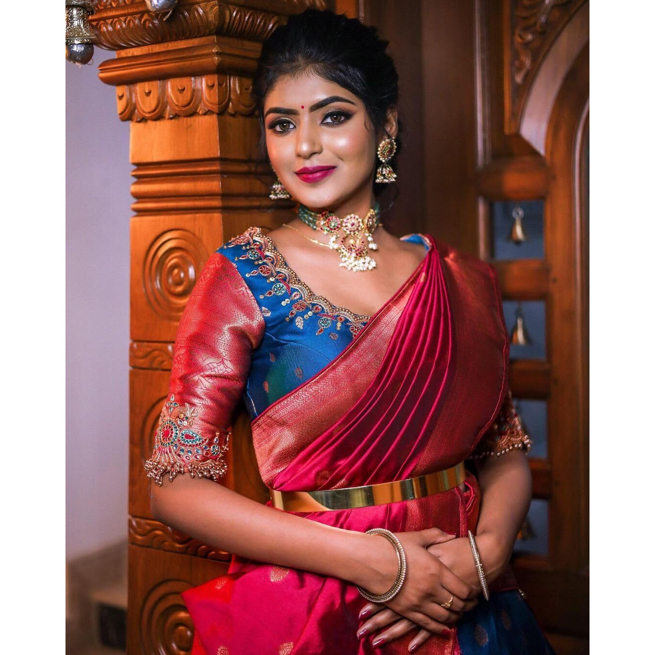 Zerico Women's Indian Traditional Kanjivaram Kanchipuram Silk Pure Zari Weaving Lehenga Choli And Havay Zari Work Dupatta With Blouse (All Unstitched) (Half Saree) (Sky)