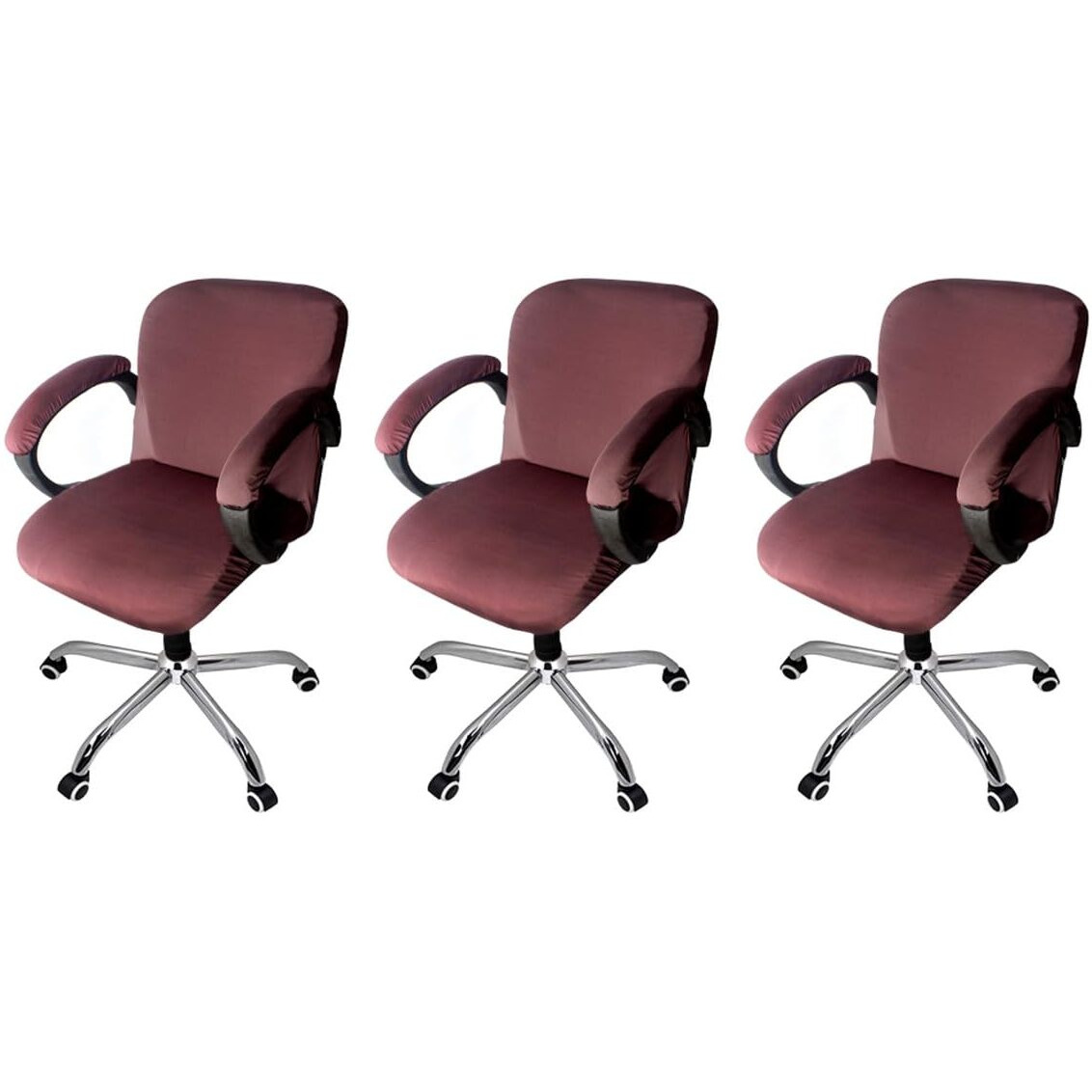 The Furnishing Tree Spandex Office Chair Cover With Handle Cover Coffee Set Of 3