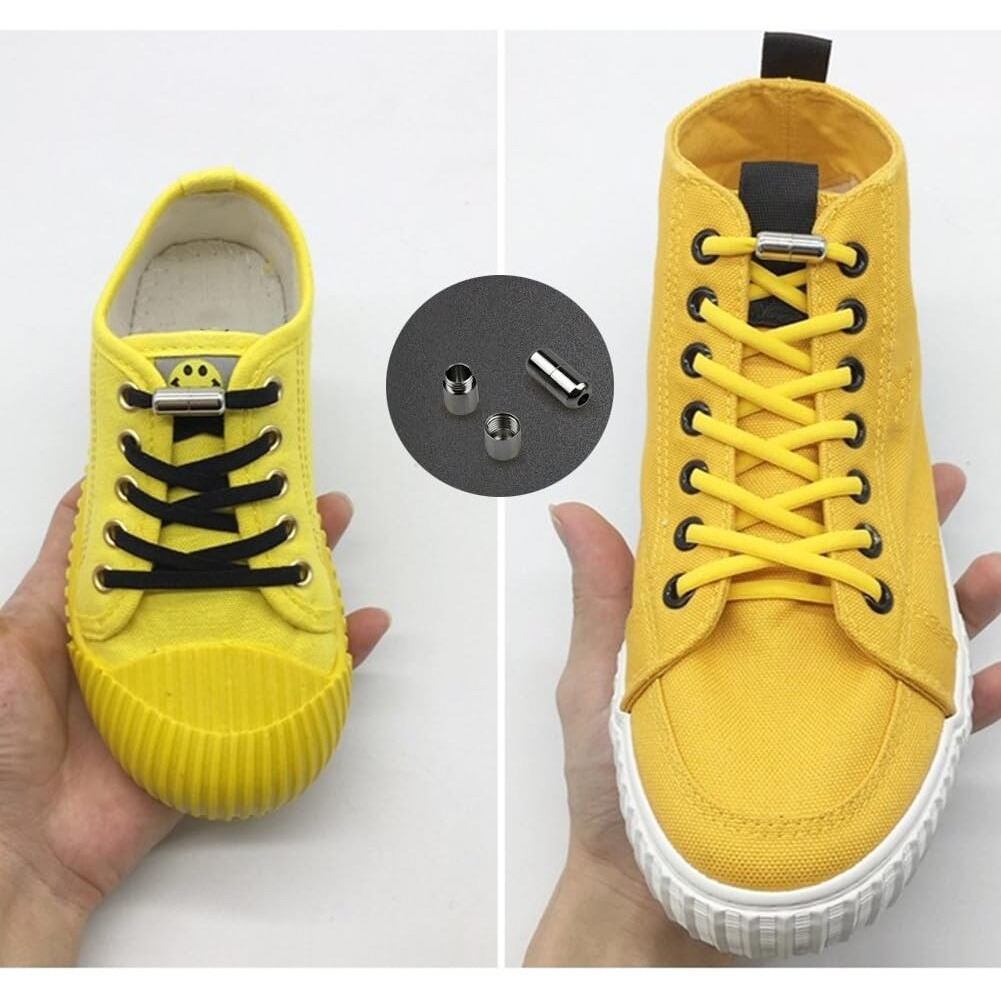 Gozaqe No Tie Elastic Shoe Laces,1 Pairs,Elastic Shoe Laces For Kids,Adult And Elderly,Screw Capsule Shoe Clasp,Suitable For Sports Shoes,Casual Shoes,Hiking Shoes,Etc (White)