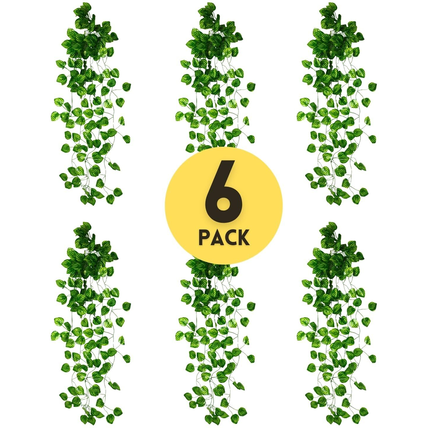 Decorebugs Artificial Plants Leaves Hanging Ivy Garlands Plant Greenery Vine Creeper Home Decor Door Wall Balcony Decoration Party Festival Craft (Pack Of 6)