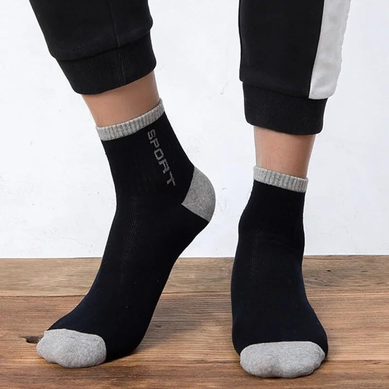 Ferry Cherry Comfortable 5 Pairs Cotton Sports Ankle Length Socks For Men (5Pairs -Black,Blue, White,L. Grey,D.Grey)