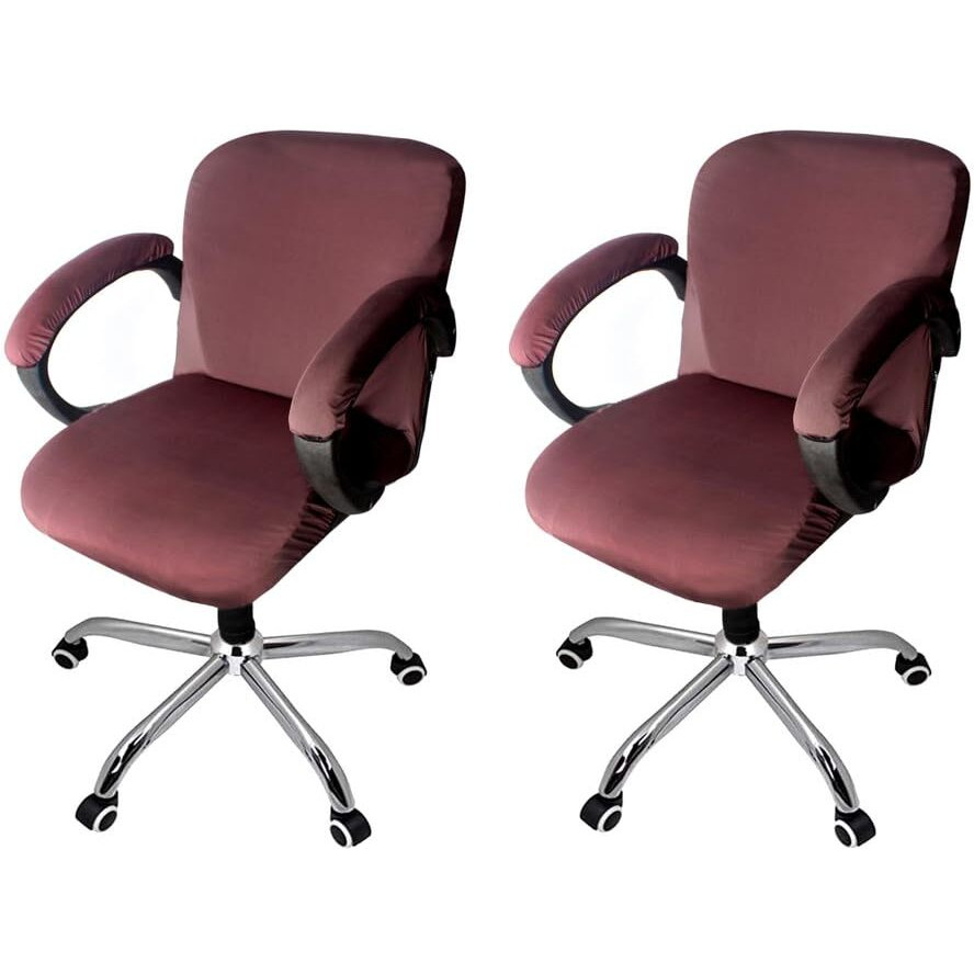 The Furnishing Tree Spandex Office Chair Cover With Handle Cover Coffee Set Of 2