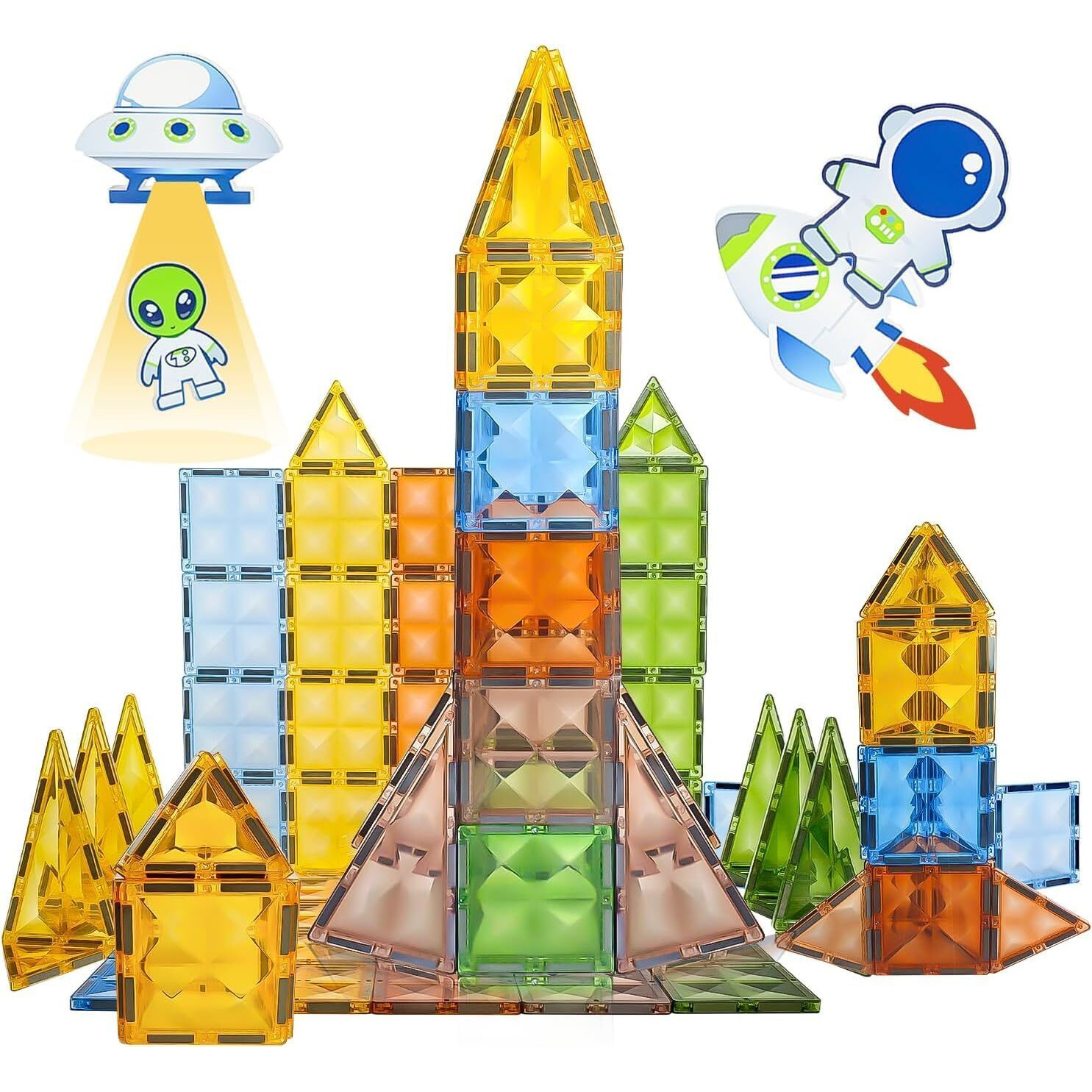 Wirescorts Magnetic Tiles For Kids, Magnetic Building Blocks For Kids 3 4 5 6 7 8 Years, Educational Learning Toys For 2 3 4 5 Year, Magnetic Toys For Kids, Learning Educational Brain Toys - 28Pcs