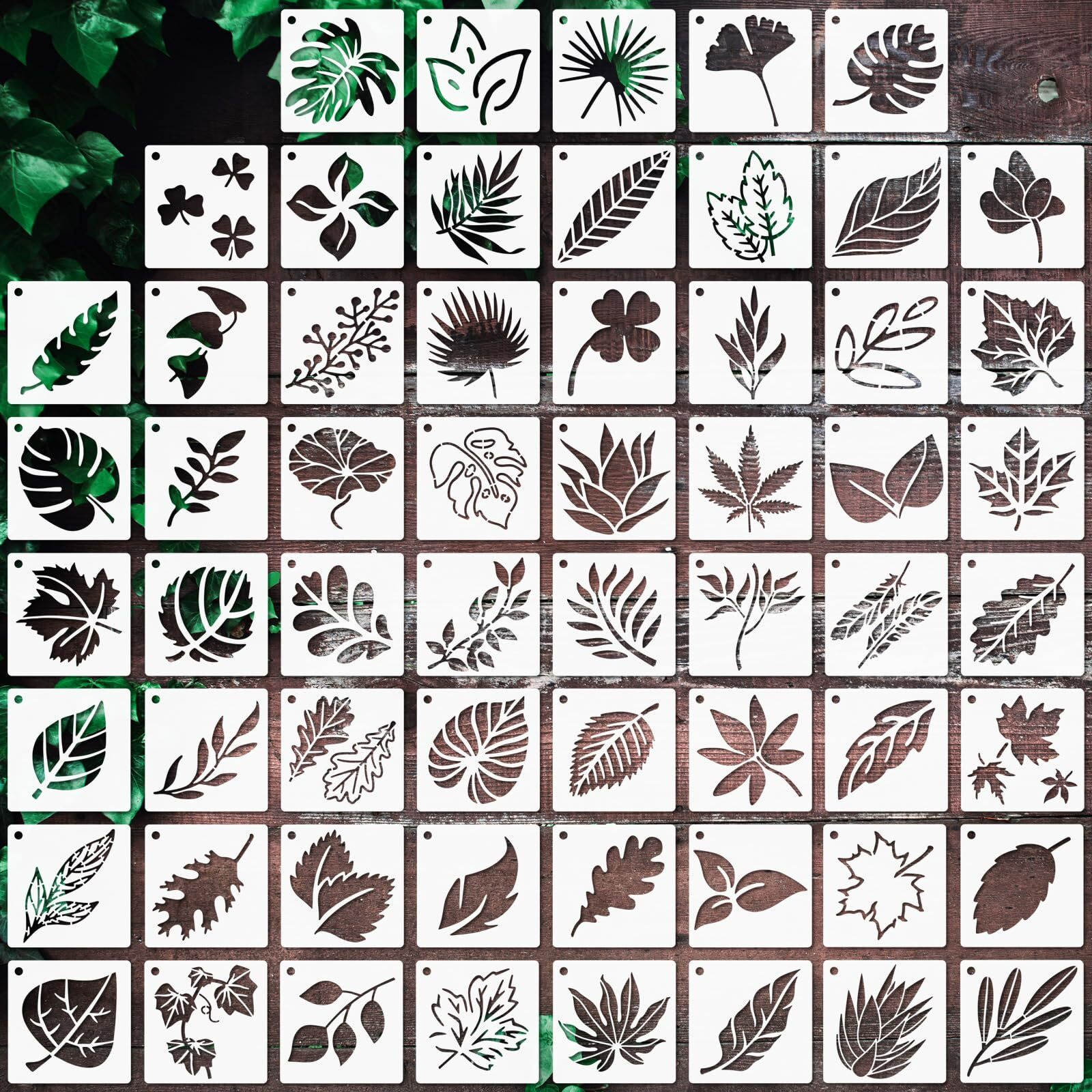Mwoot 60 Pcs Small Leaf Stencil,Leaves Stencils Reusable Paint Templates For Diy Canvas Fabric Wall Art Set,Spray Paint Stencil,Plant Drawing Stencils For Painting Supplies Diy Lovers(7.62X7.62 Cm)