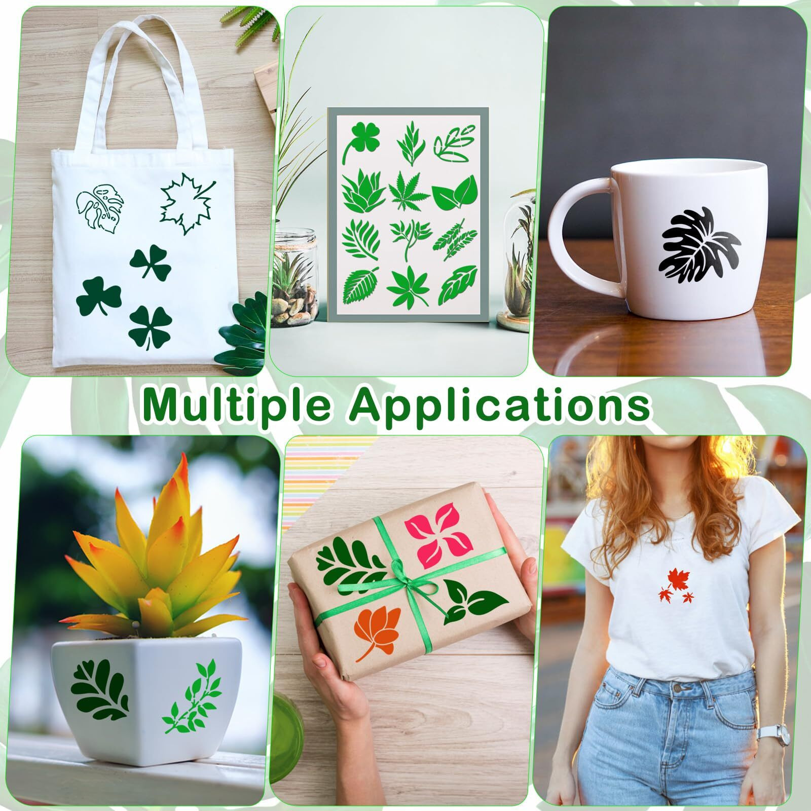 Mwoot 60 Pcs Small Leaf Stencil,Leaves Stencils Reusable Paint Templates For Diy Canvas Fabric Wall Art Set,Spray Paint Stencil,Plant Drawing Stencils For Painting Supplies Diy Lovers(7.62X7.62 Cm)