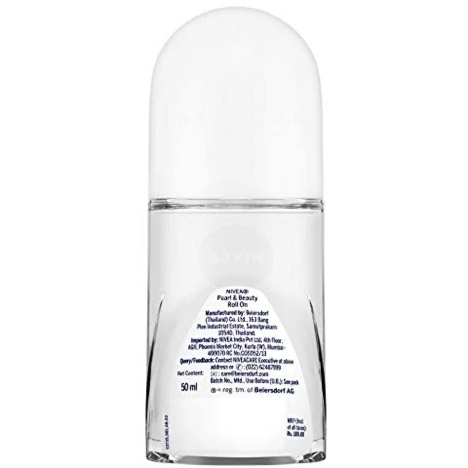 Nivea Pearl And Beauty 50Ml Deo Roll On | With Pearl Extracts & Avocado Oil| 72 H Smooth & Beautiful Underarms | 0% Alcohol | For Women