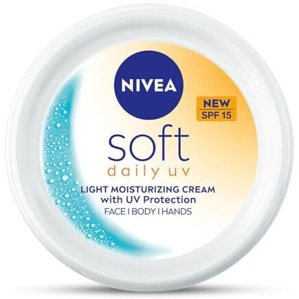 Nivea Soft Daily Uv Light Moisturising Cream With Spf-15, Vitamin E, Shea Butter And Jojoba Oil | Light Weight & Non Greasy | 48 H Hydration| Uv Protection | All Skin Types |100Ml