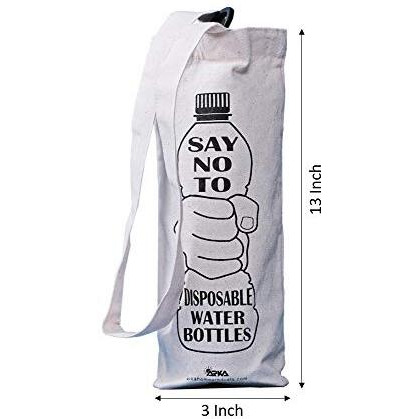 Arka Home Products Water Bottle Sling Bag - Eco-Friendly, Washable, Reusable Carrier - Set Of 2, Off-White Canvas, 1 L