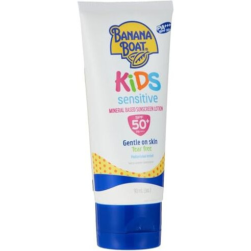 Banana Boat Sunscreen Lotion Combination Skin Uva & Uvb Protection Pa++++ Very Water And Sweat Resistant (Kids Sensitive Mineral Spf 50+ Pa++++, 90Ml)