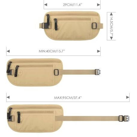 Abudit Hidden Waist Bag Secure Travel Money Belt Undercover Hidden Rfid Blocking Wallet Anti Theft Passport Wallets For Men & Women Waist Pouch Purse Travel Accessories (Pack Of 1,Multicolor)